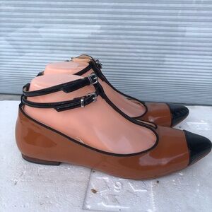 Maraisus Elegant Women’s Black and Brown T-Strap Gladiator Sandals Size 7.5